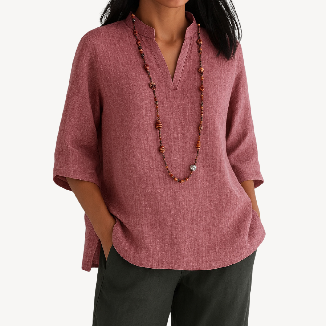 Linda | Elegant Linen Blend Tunic Top for Women