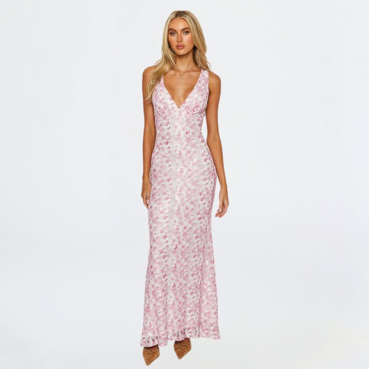 Piper | Elegant Sleeveless Wedding Dress with Floral Design for Women
