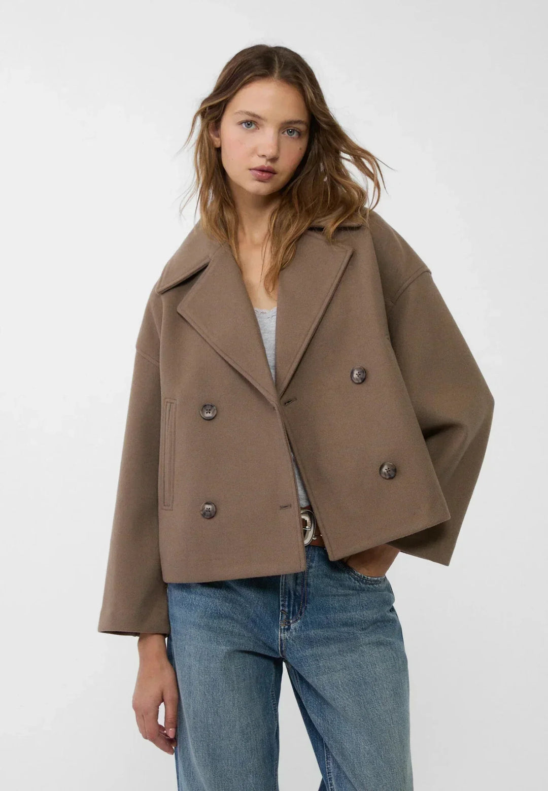 April | Women's Oversized Double-Breasted Short Jacket