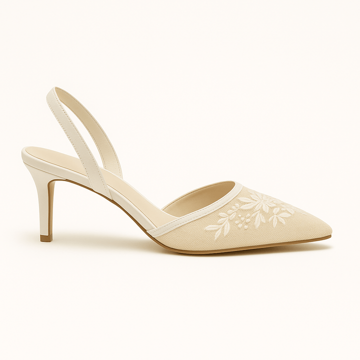 Patricia | Elegant Slingback High Heels with Floral Embroidery