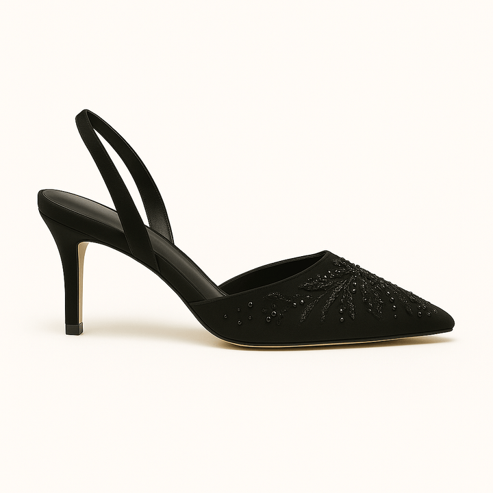 Patricia | Elegant Slingback High Heels with Floral Embroidery