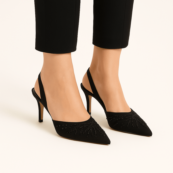 Patricia | Elegant Slingback High Heels with Floral Embroidery