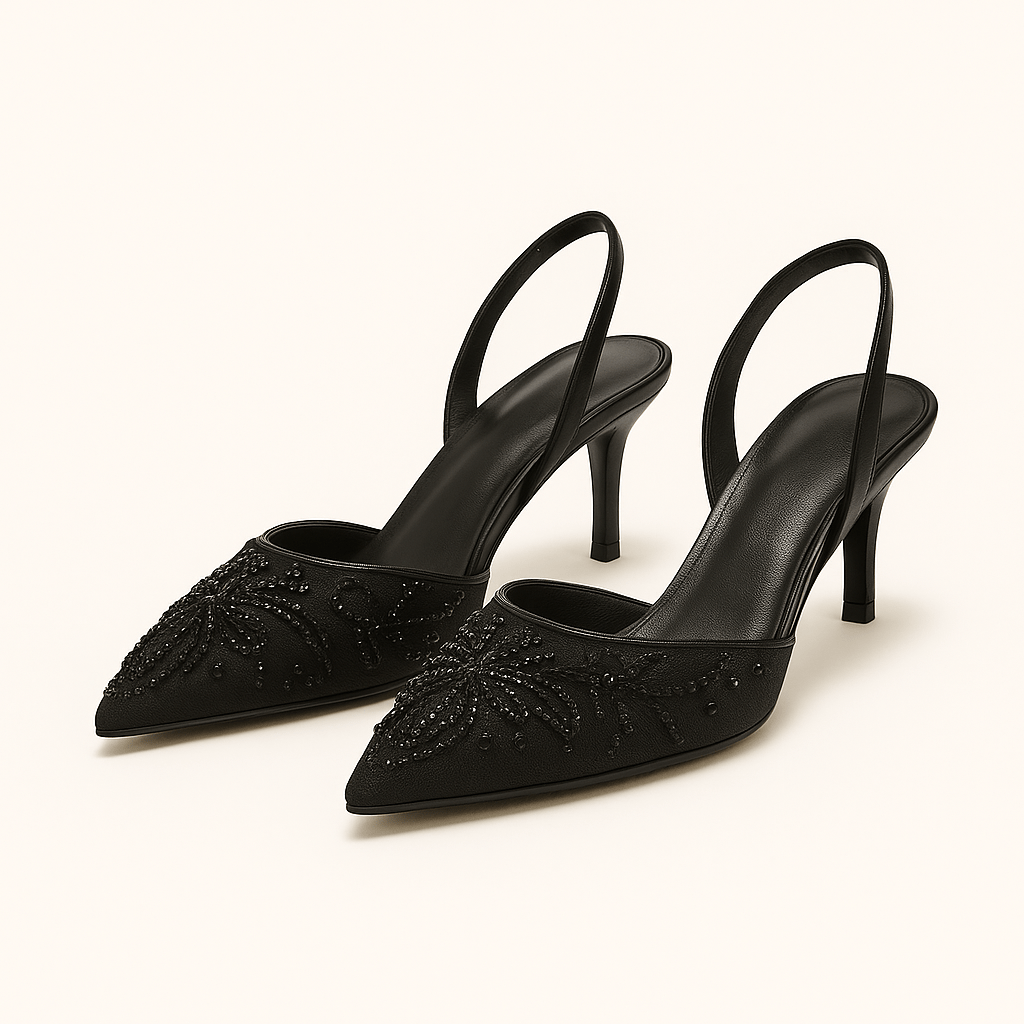 Patricia | Elegant Slingback High Heels with Floral Embroidery