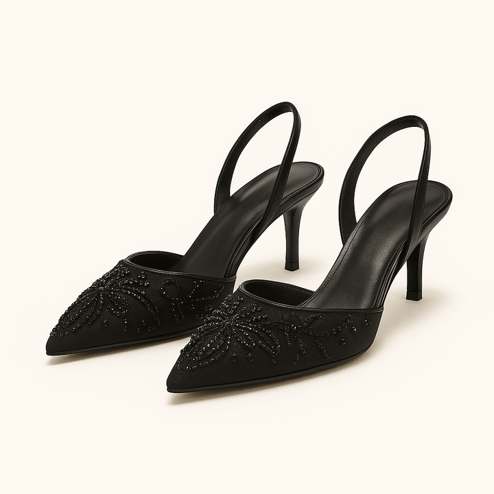 Patricia | Elegant Slingback High Heels with Floral Embroidery