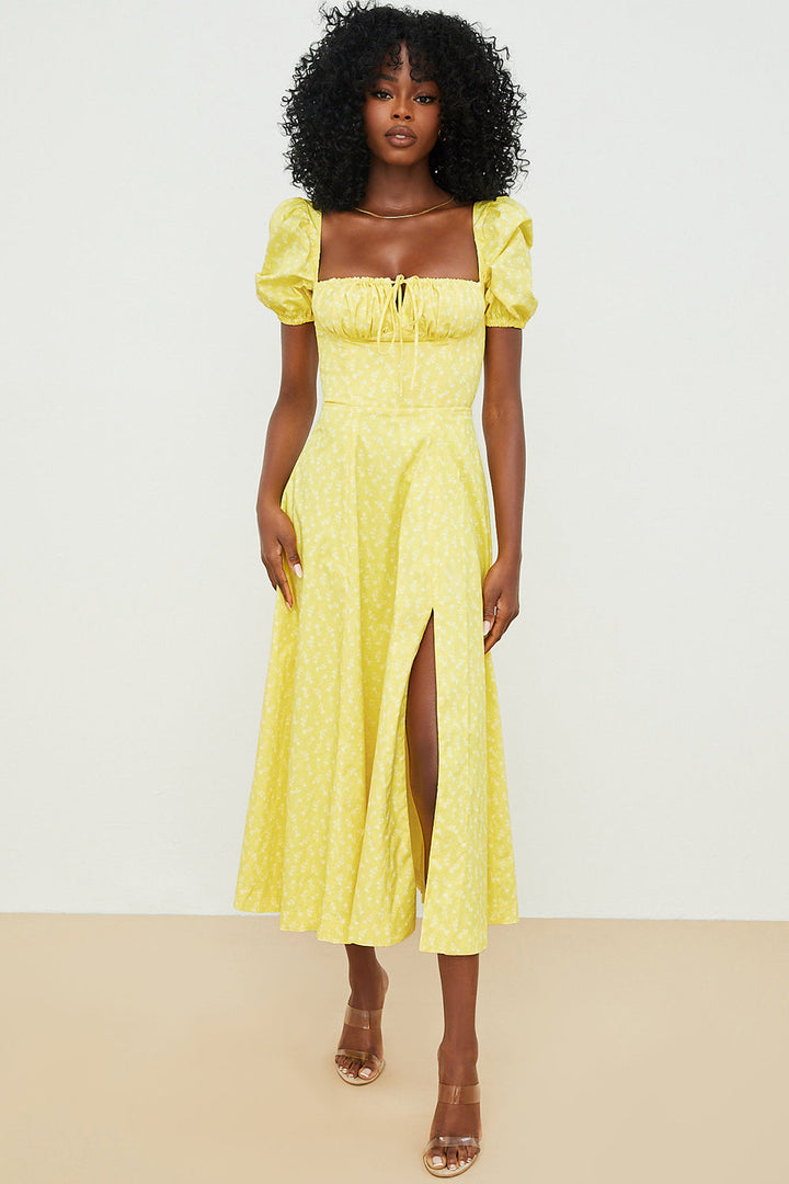Kiara | Feminine Puff Sleeve Midi Dress